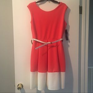 Tiana B. Pleated Dress with belt